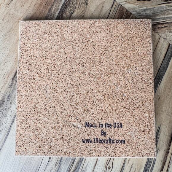 1960’s Vintage TerraCotta TileCraft Trivet, Single Yellow Rose and Rose Bud-6” - Picture 5 of 6